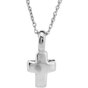 Sterling Silver Tiny Cross Necklace 18in Dainty Minimalist Gift for Her